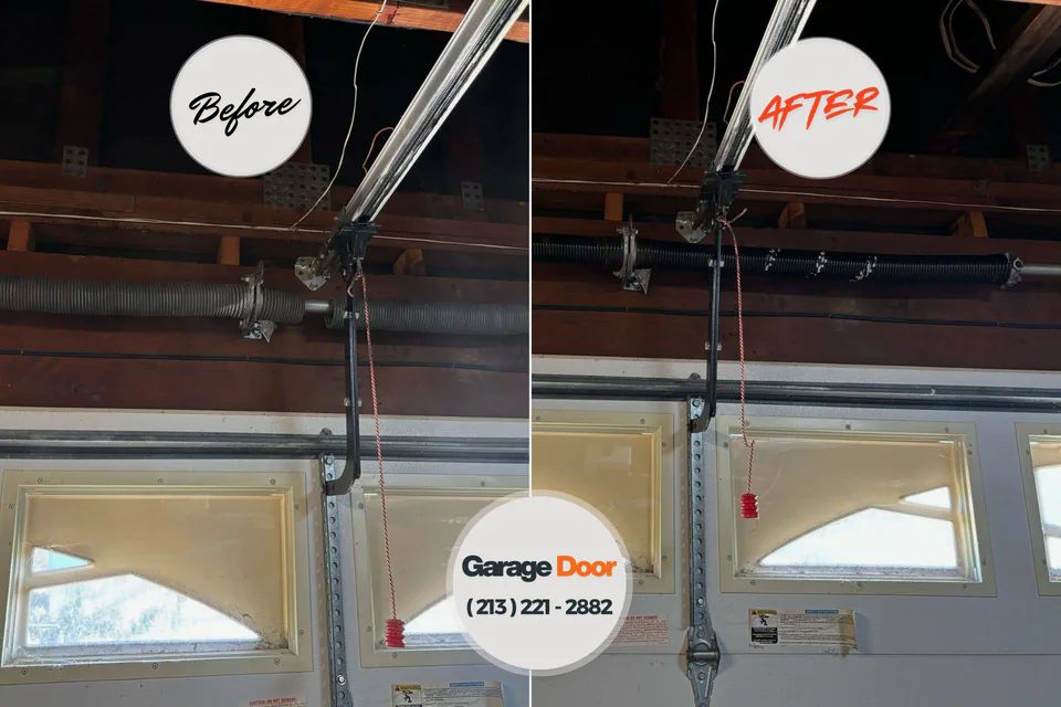 Before and after: garage door repair Roslyn Harbor, NY